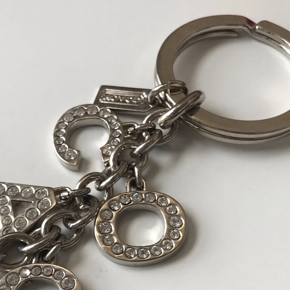 Coach Silver Crystal 'COACH' Letter Keychain